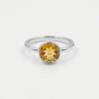 Citrine Ring: Minimalist Sterling Silver Gemstone - November Birthstone