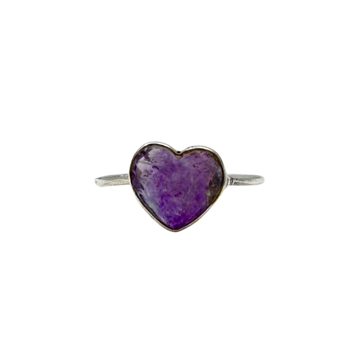 Amethyst Heart Sterling Silver Ring: Handmade February Birthstone