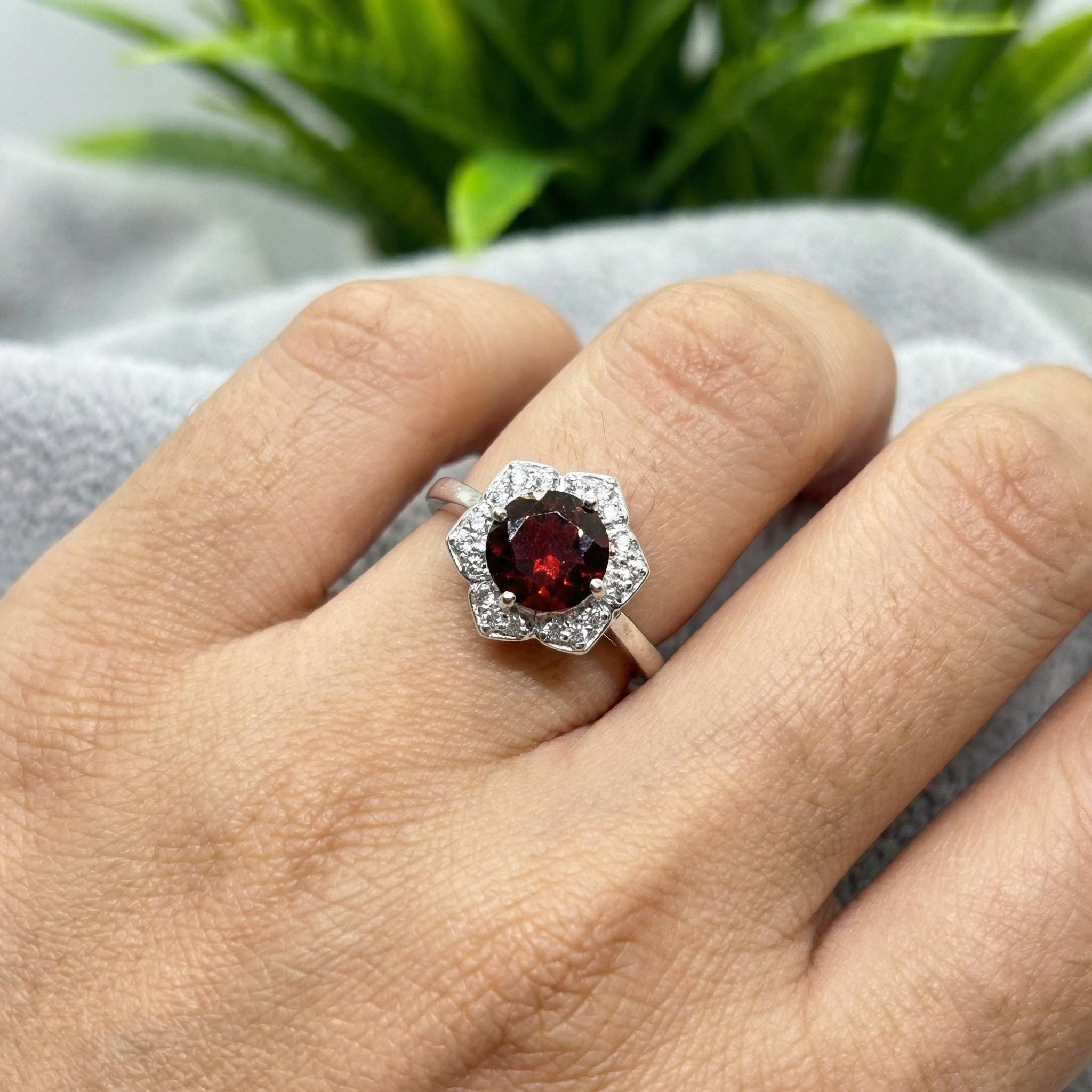 Natural Citrine Round Ring | 925 Sterling Silver | November Birthstone | Floral Gemstone Band | Handmade in Jaipur