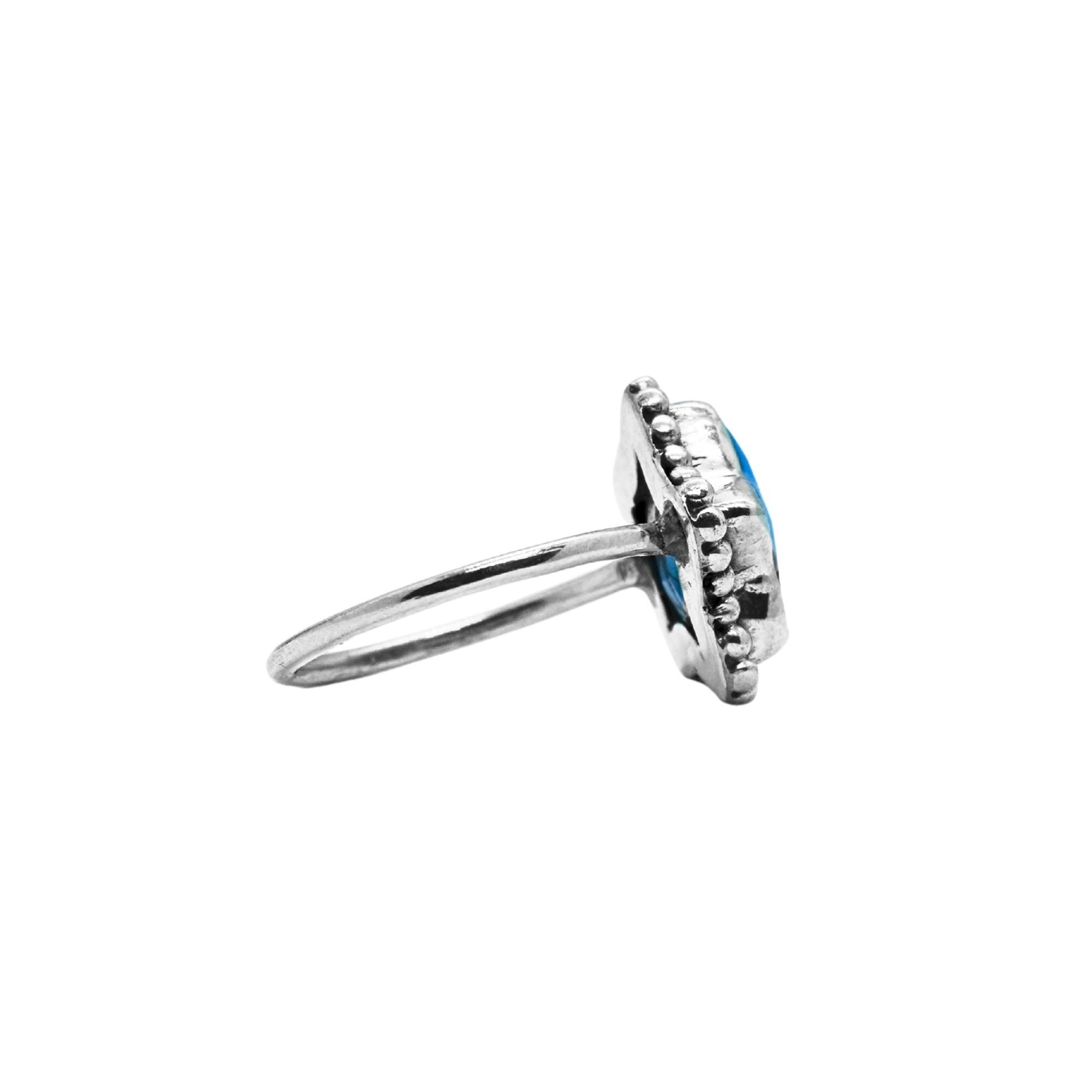 Natural Turquoise Ring | 925 Sterling Silver | December Birthstone | Boho Gemstone Band | Handmade in Jaipur