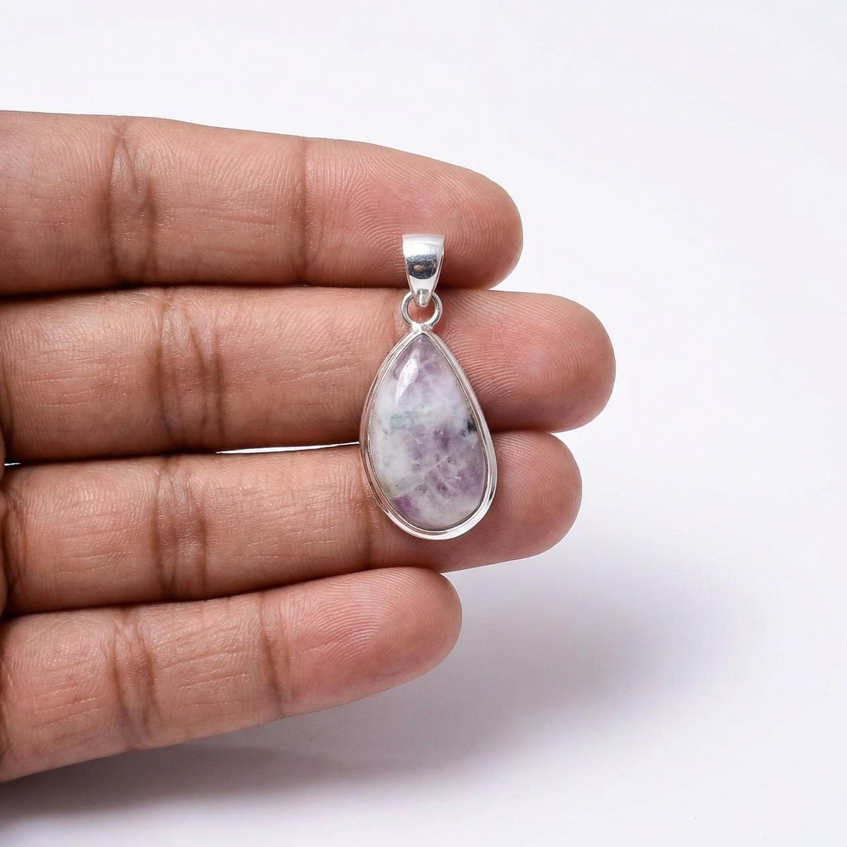 Teardrop Moonstone Pendant – 925 Sterling Silver, Minimalist Boho Gemstone Necklace