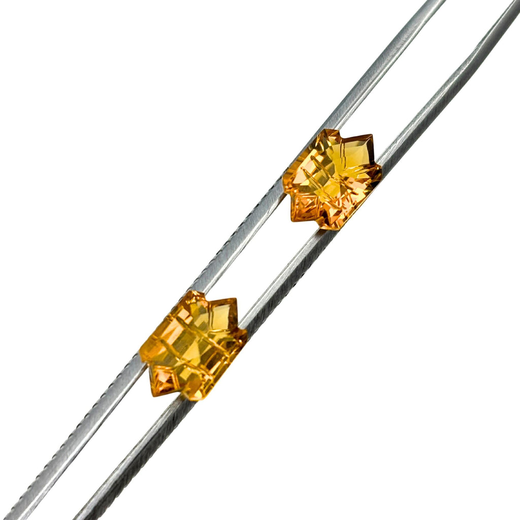 Natural Citrine Gemstone Pair – Shield Step Cut, November Birthstone