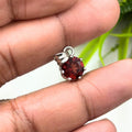 Round Garnet Solitaire Pendant in 925 Sterling Silver – Deep Red January Birthstone Necklace, Minimalist Gemstone Jewelry Gift for Her