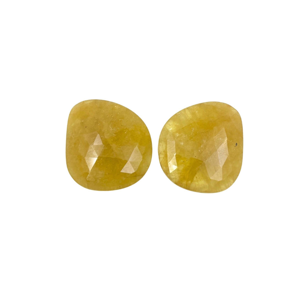 Rose Cut Yellow Sapphire Gemstone Slices: Natural Untreated Pair