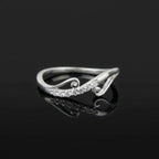 Sterling Silver CZ Vine Ring, Pavé Swirl Band, Boho Romantic Stacker Jewelry