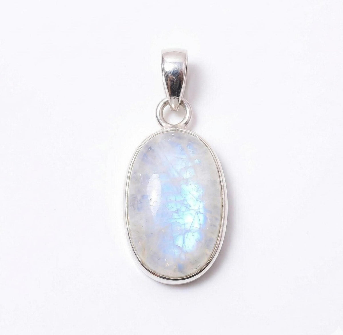 Oval Moonstone Pendant – Sterling Silver Boho Gemstone Necklace