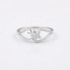 Sterling Silver Floral Cluster Ring • Romantic Heart Swirl Band, CZ Stones