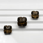 Smoky Quartz Gemstone Pair – Deep Brown Flower Cut Stones
