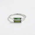 Raw Green & Blue Tourmaline Sterling Silver Ring: Modern Stacking Jewelry