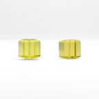 Lemon Quartz Beads Pair, Faceted Cube Dice, 10mm Gemstone