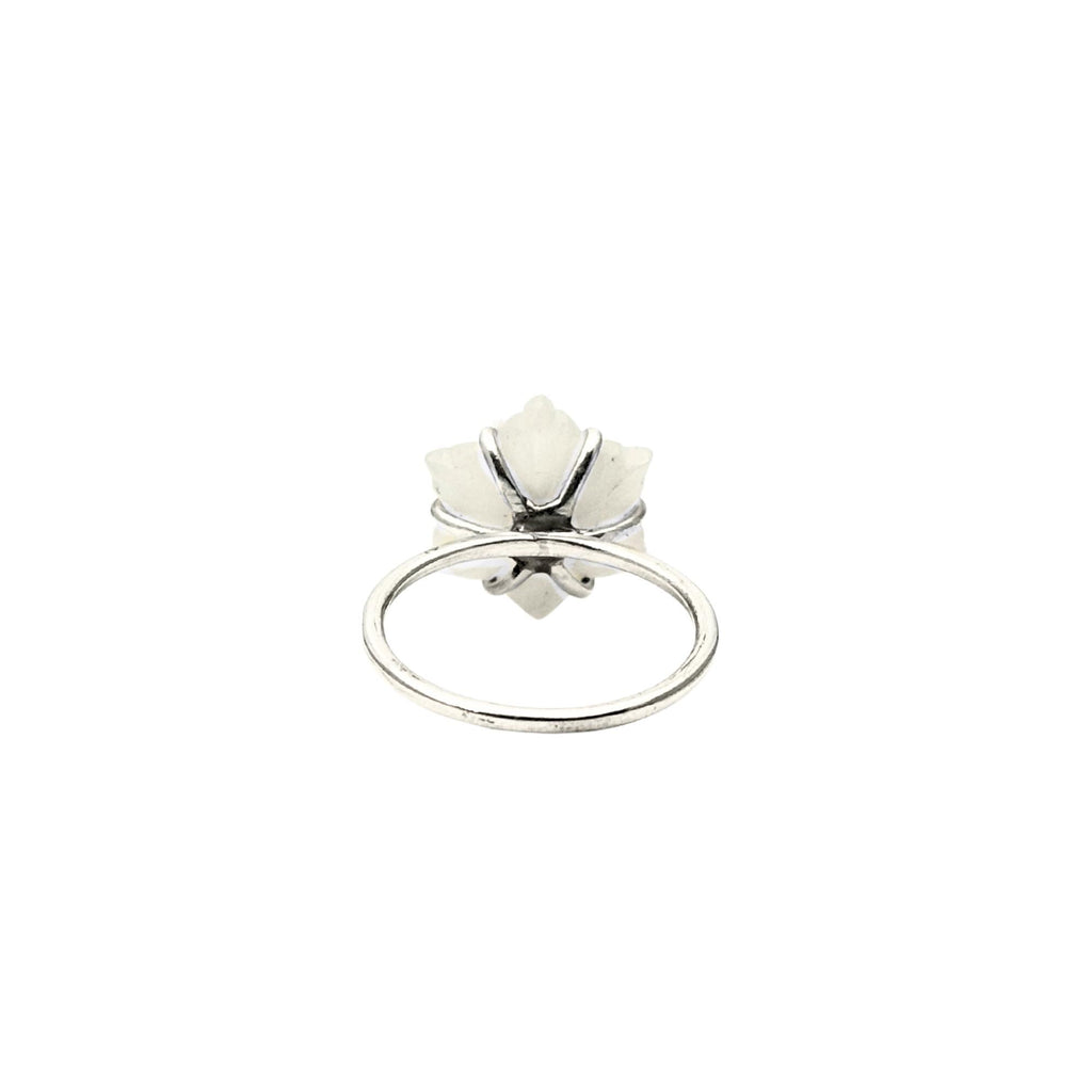 Carved Mother of Pearl Flower Ring: Sterling Silver Boho Jewelry