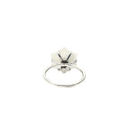 Carved Mother of Pearl Flower Ring: Sterling Silver Boho Jewelry