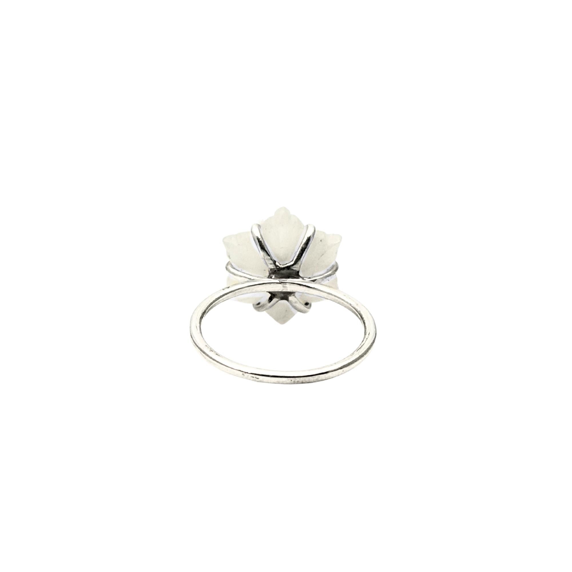 Carved Mother of Pearl Flower Ring: Sterling Silver Boho Jewelry