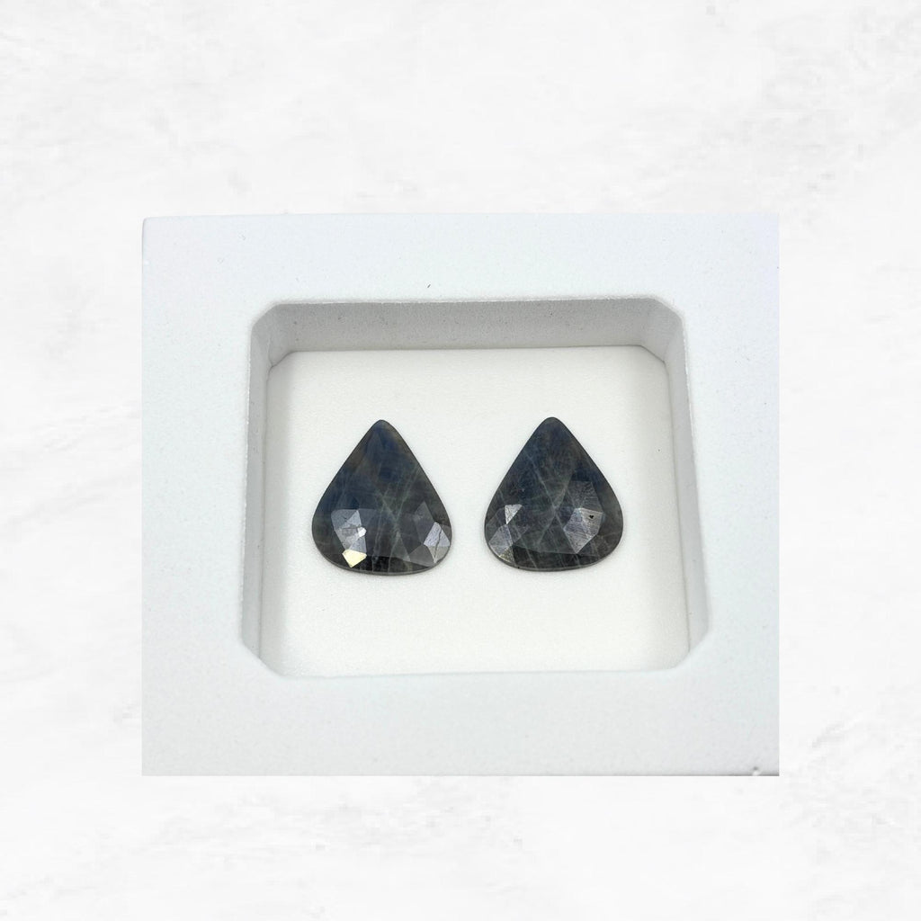 Rose Cut Sapphire Gemstone Slices: Natural Untreated Pair for Jewelry
