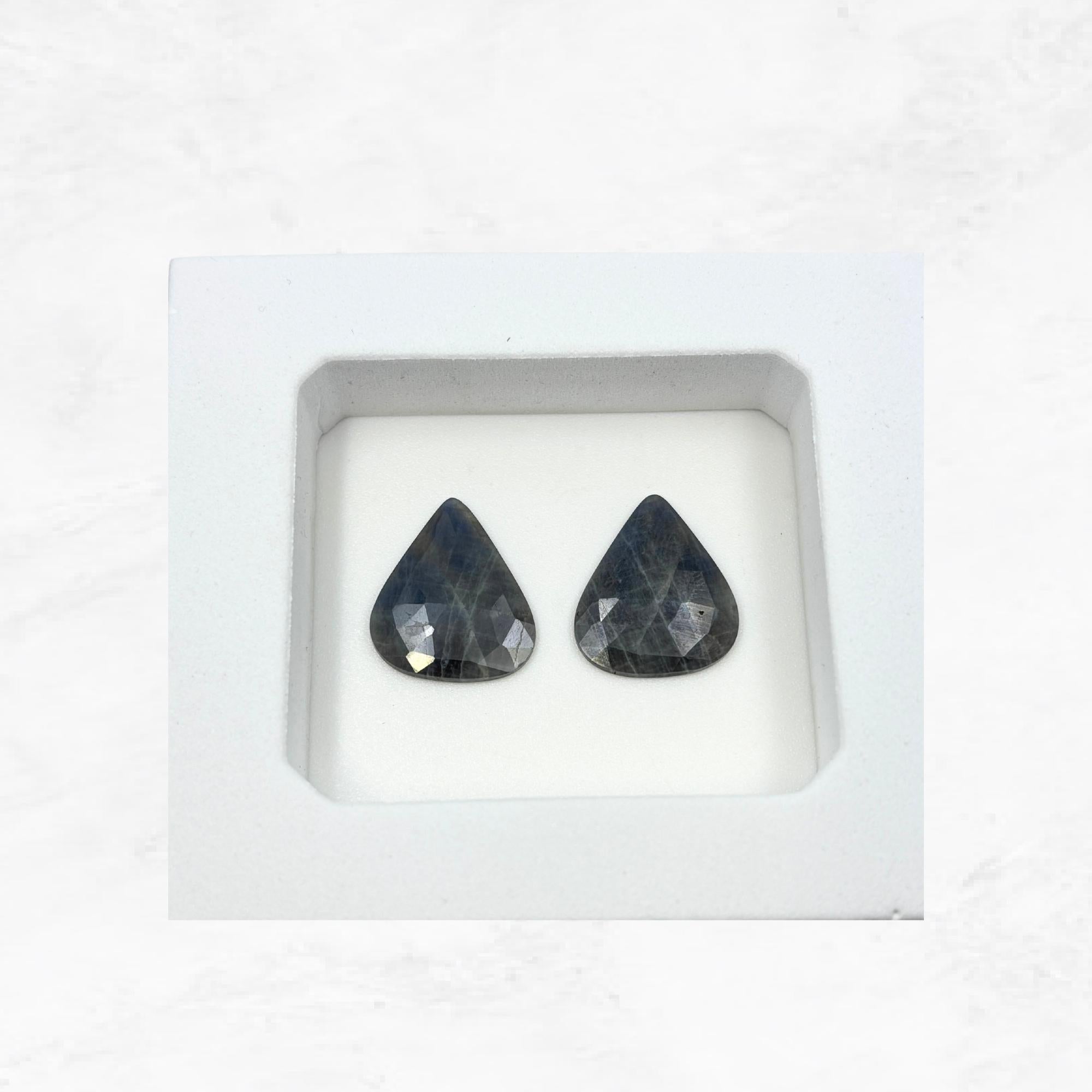 Rose Cut Sapphire Gemstone Slices: Natural Untreated Pair for Jewelry