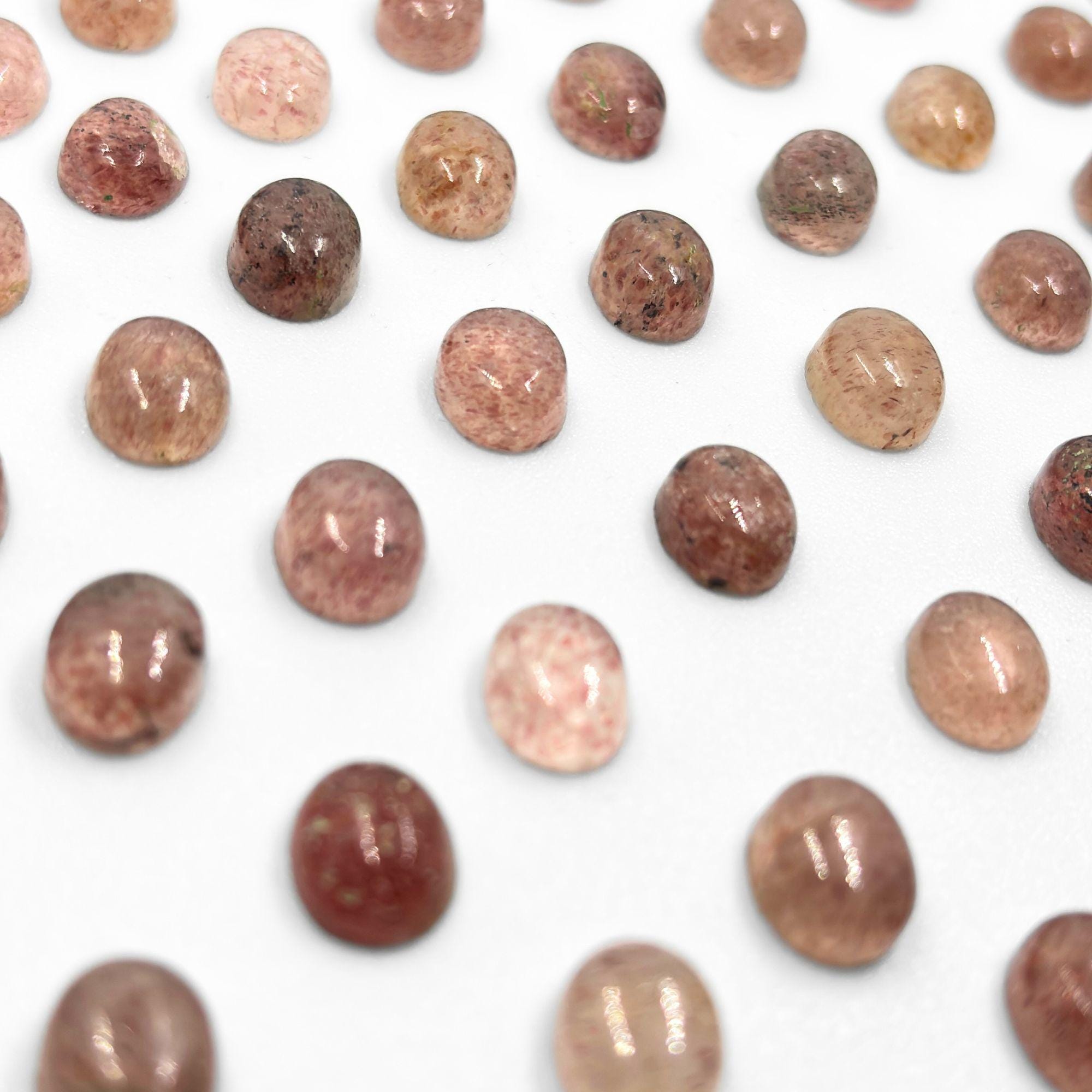 Sunstone Cabochons, Smooth Oval Gemstone Cabs, 10x8 MM, Pack of 3