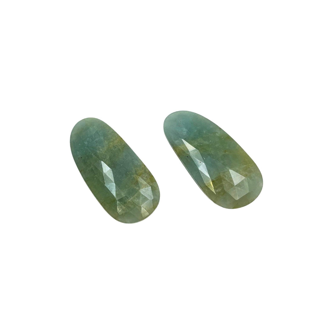 Rose Cut Sapphire Gemstone Slices: Natural Flat Back Pair