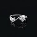 Sterling Silver Leaf Vine Ring • Marquise CZ Nature Inspired Band