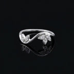 Sterling Silver Leaf Vine Ring • Marquise CZ Nature Inspired Band