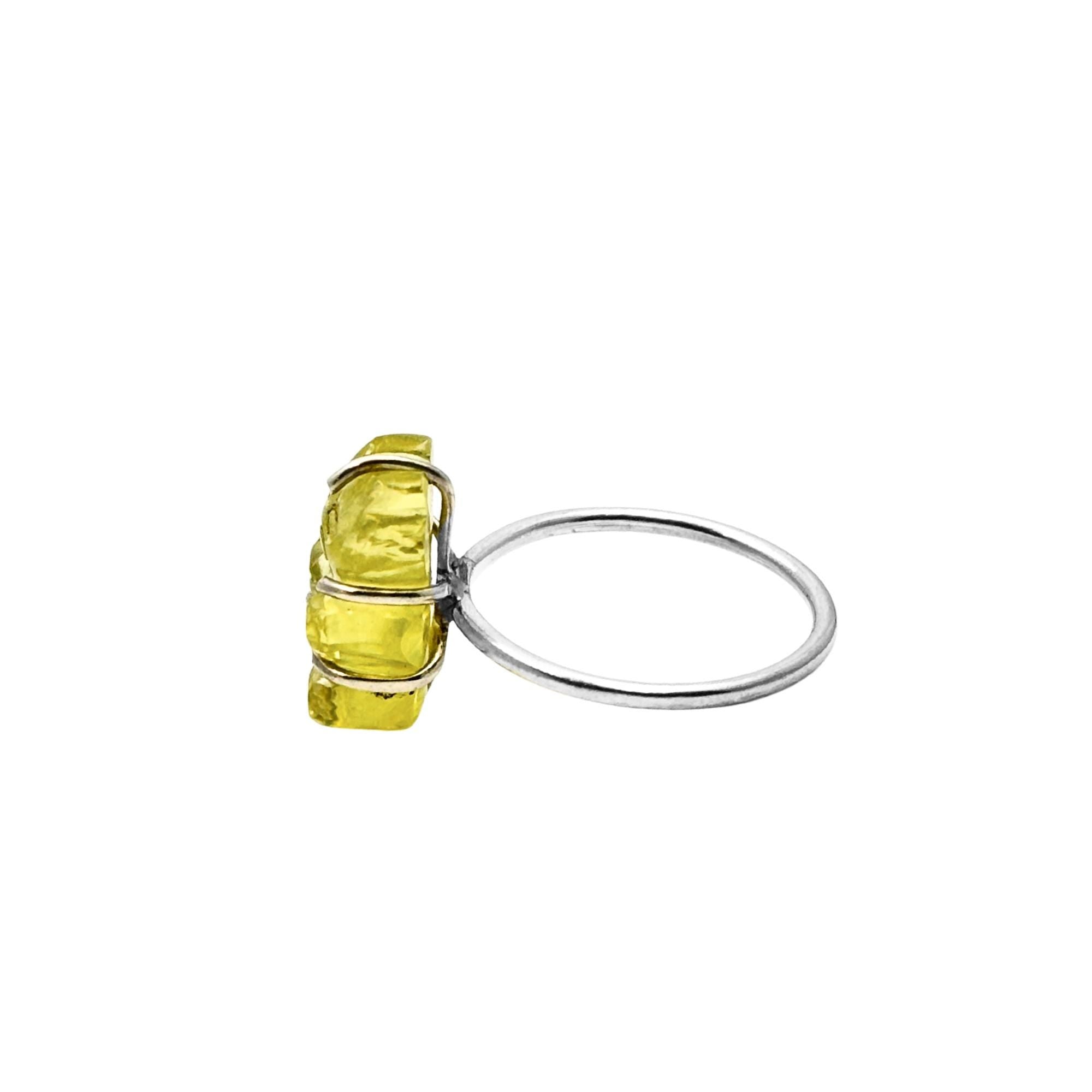 Sterling Silver Lemon Topaz Teddy Bear Ring: Handmade Gemstone Jewelry