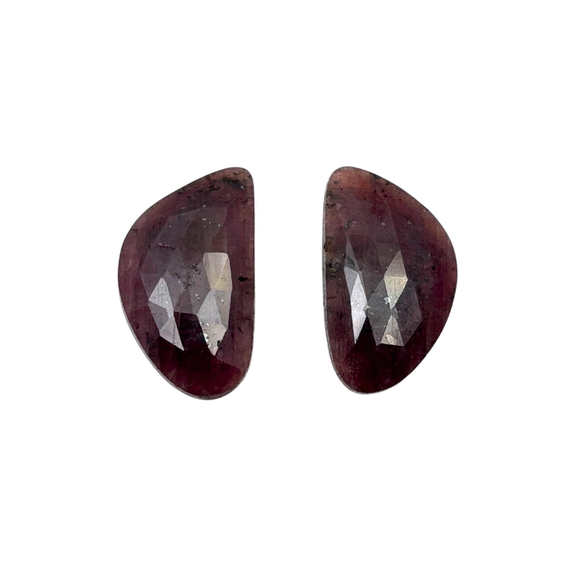 Rose Cut Sapphire Slices: Natural Untreated Gemstone Pair