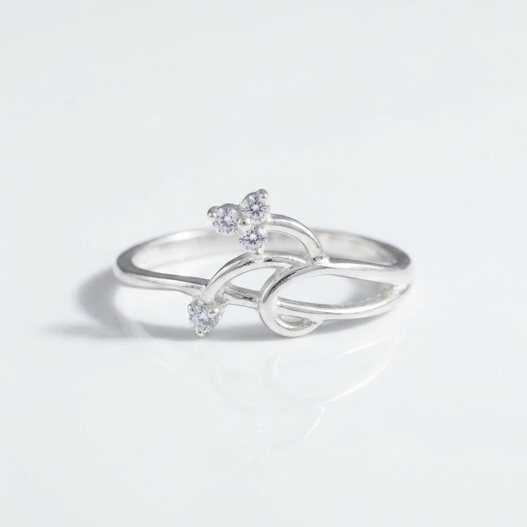 Sterling Silver Vine Ring with Cubic Zirconia • Botanical Branch Jewelry