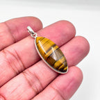 Tiger Eye Pendant Necklace, Handmade 925 Sterling Silver Necklace, Protection Jewelry, Healing Crystal Gift for Her