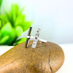 Raw Black Tourmaline Ring: Adjustable Sterling Silver Boho Jewelry