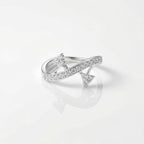 Sterling Silver CZ Arrow Ring, Dual Triangle Pavé Wave Band, Boho Stacker Jewelry