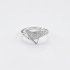 Sterling Silver CZ Wing Ring, Pavé Leaf Band, Boho Stacking Jewelry