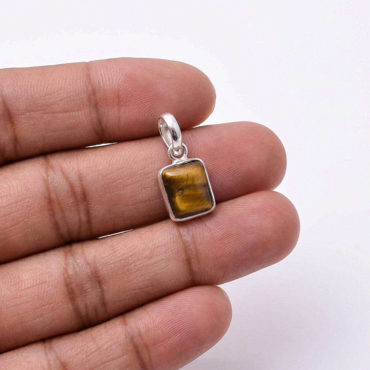 Tiger Eye Pendant: 925 Sterling Silver, Natural Gemstone Protection Necklace