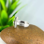 Raw Green & Blue Tourmaline Sterling Silver Ring: Modern Stacking Jewelry