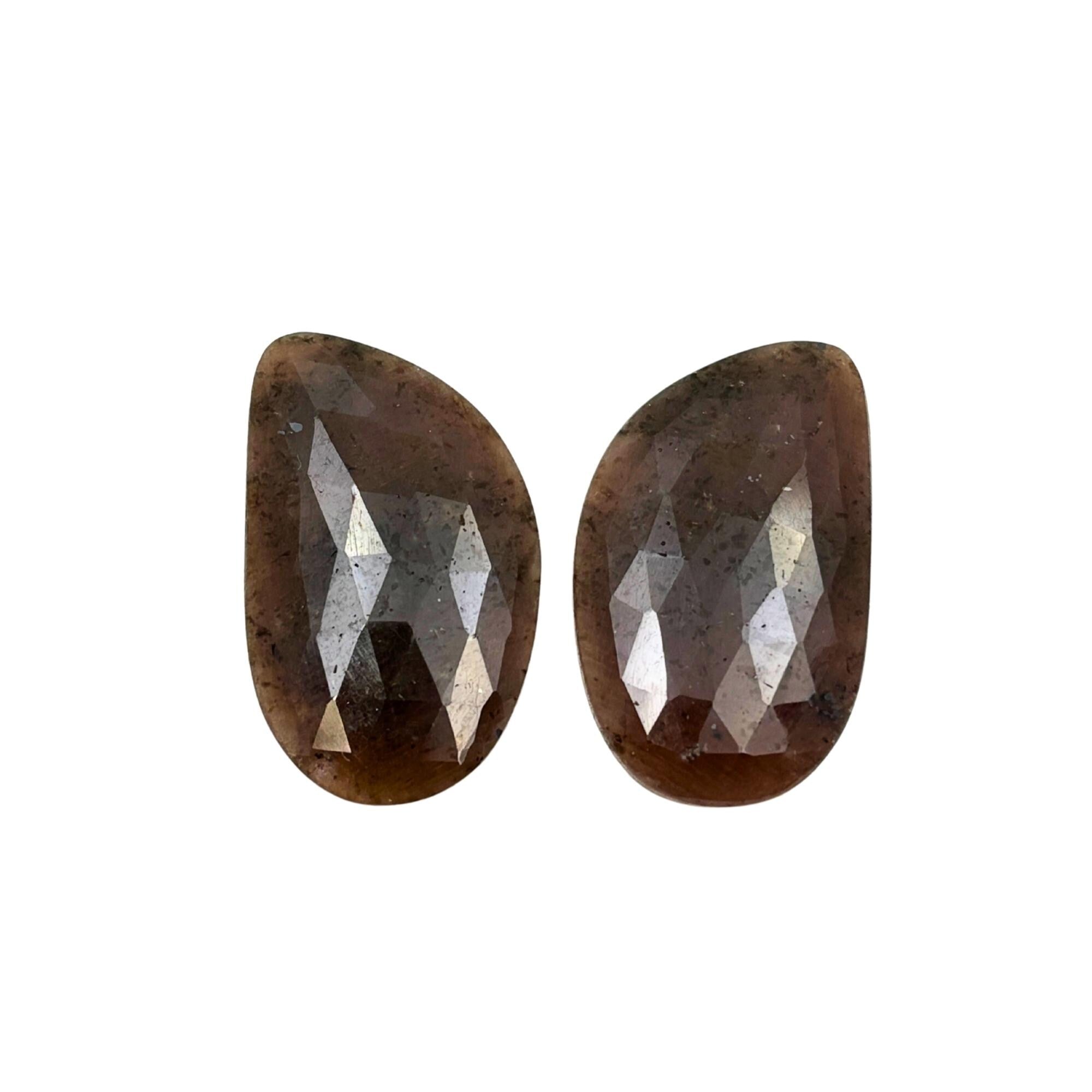 Rose Cut Sapphire Gemstone Slices: Untreated Natural Pair