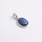 Oval Lapis Lazuli Sterling Silver Pendant – Deep Blue Boho Spiritual Charm