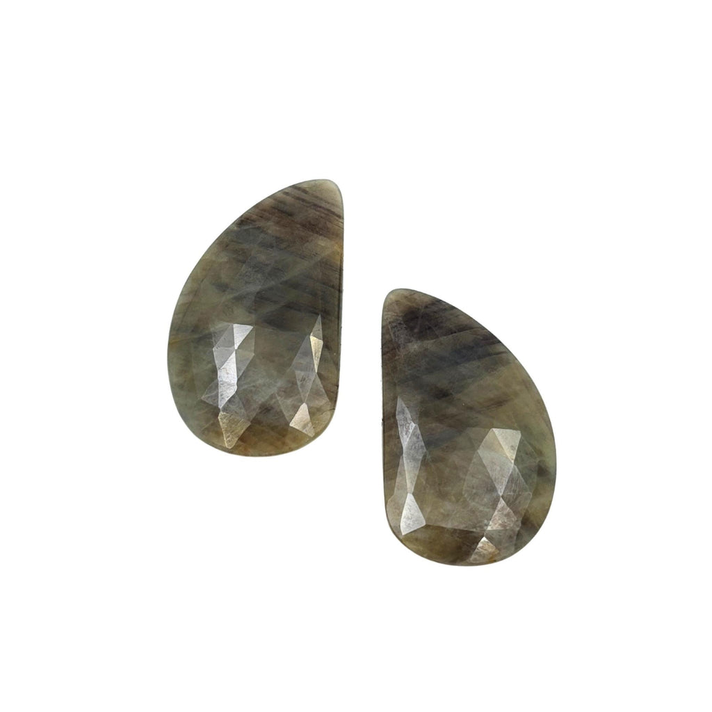 Untreated Sapphire Gemstone Slices: Rose Cut, Natural Pair for Jewelry
