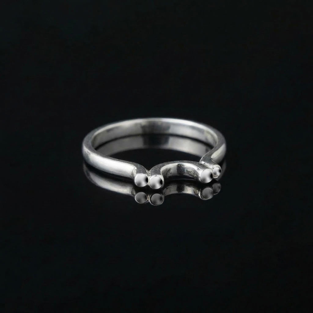 925 Sterling Silver Arch Ring, Triple Prong Curved Band, Minimalist Stacker Jewelry