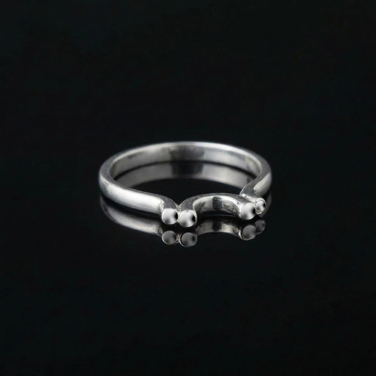 925 Sterling Silver Arch Ring, Triple Prong Curved Band, Minimalist Stacker Jewelry