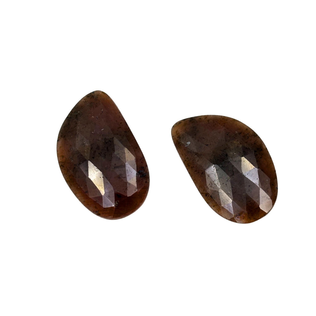 Rose Cut Sapphire Gemstone Slices: Untreated Natural Pair