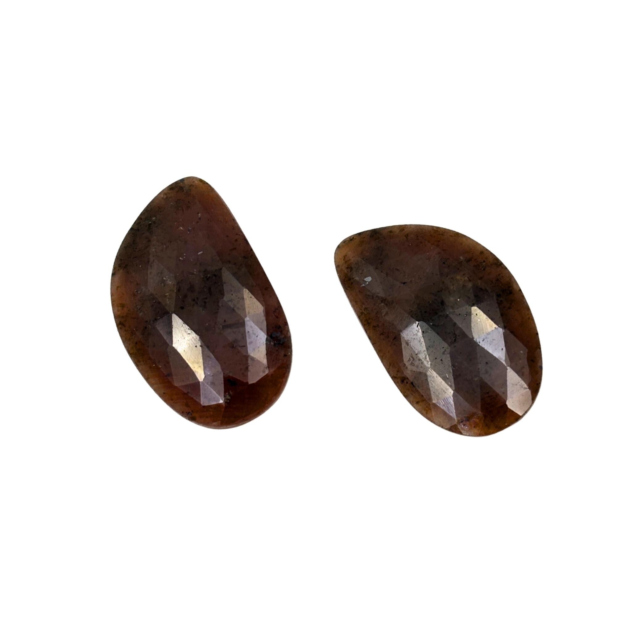 Rose Cut Sapphire Gemstone Slices: Untreated Natural Pair