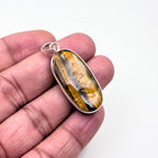 Tiger Eye Pendant Necklace, 925 Sterling Silver Golden Brown Crystal Pendant, Boho Gemstone Jewelry Gift for Her