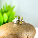 Raw Tourmaline Bar Ring: Sterling Silver Open Band, October Birthstone