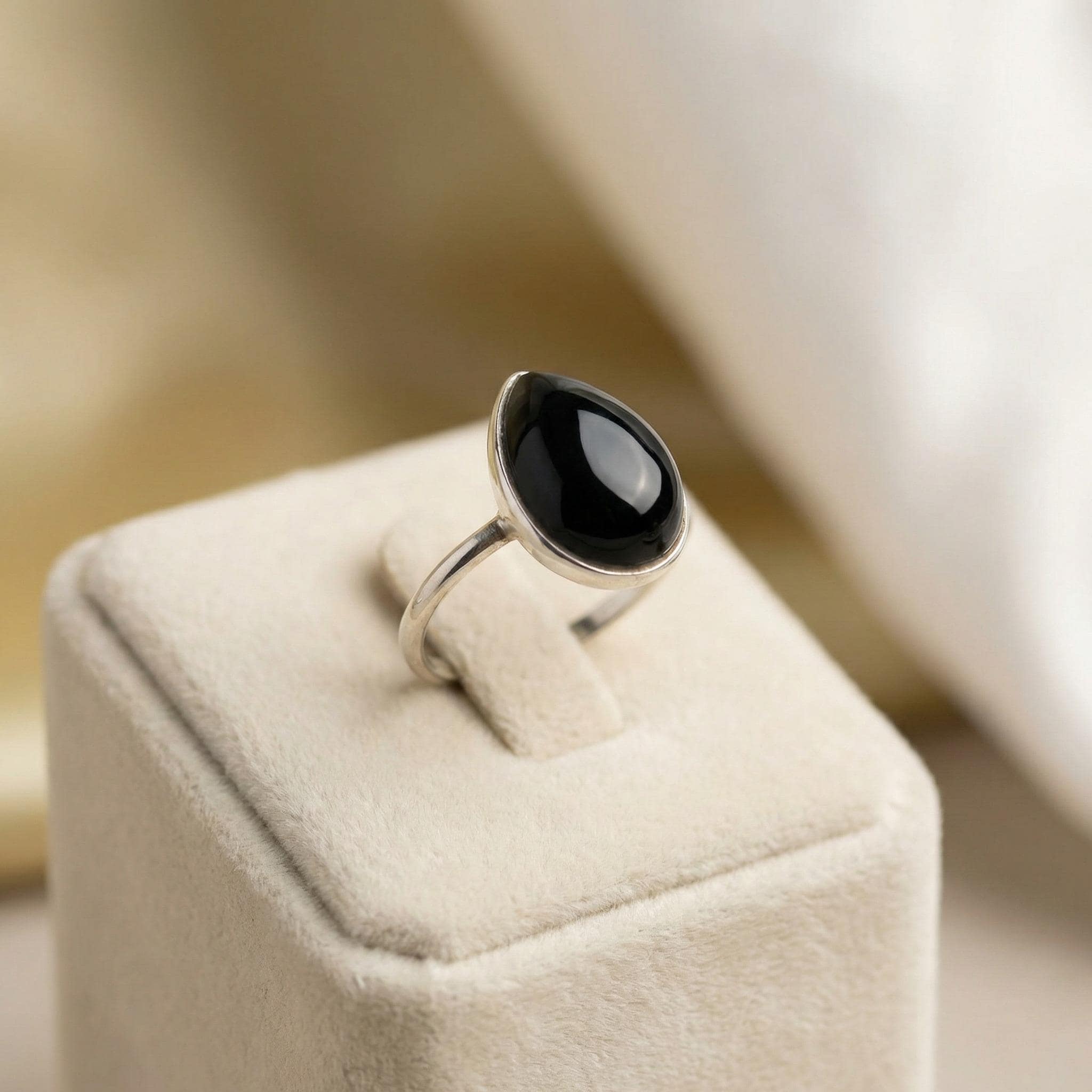 Natural Onyx Pear Ring | 925 Sterling Silver | Gemstone Band | Handmade Ring Jaipur