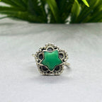 Green Onyx Star Ring: 925 Sterling Silver Celestial Jewelry
