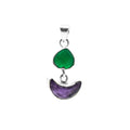 Green Onyx Heart & Amethyst Moon Pendant: Sterling Silver Celestial Charm