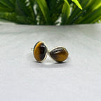 Tiger's Eye Sterling Silver Ring: Oval & Pear Gemstone, Adjustable Boho Jewelry
