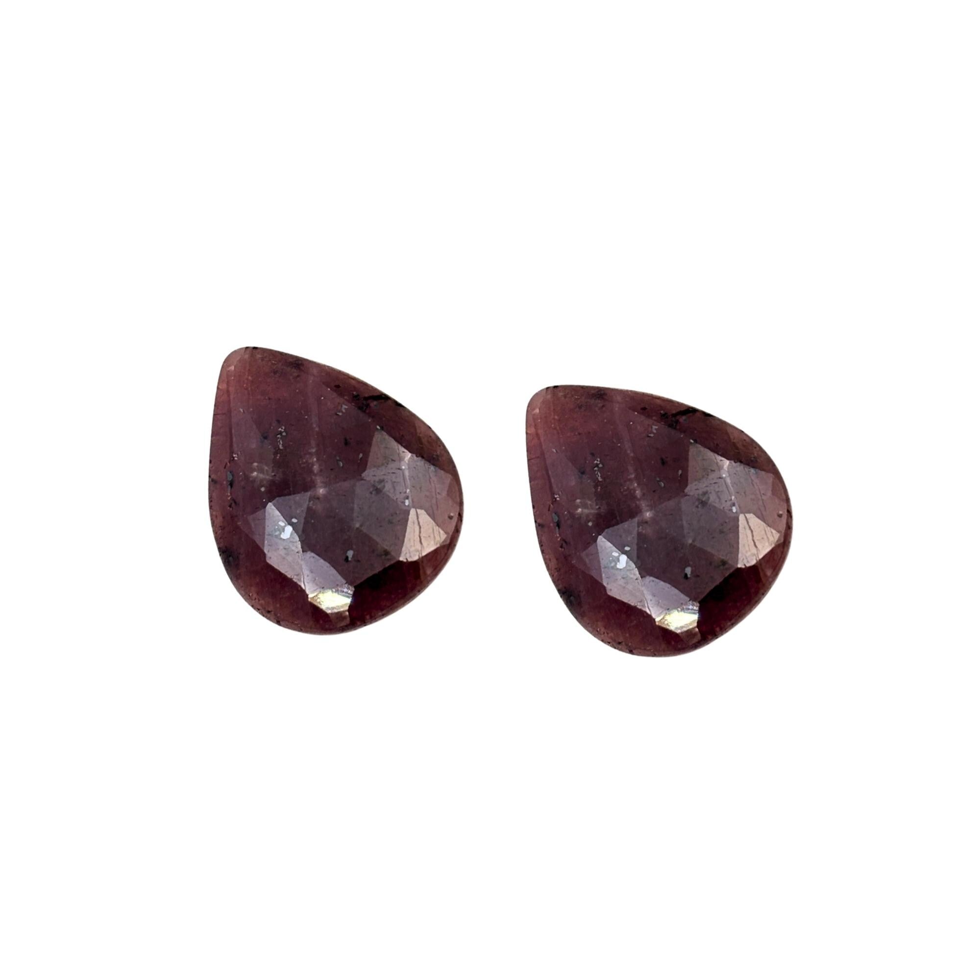 Rose Cut Sapphire Slices: Untreated Gemstone Pair, Fancy Shape