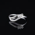 925 Sterling Silver CZ Wave Ring, Swirl Flower Band, Minimalist Stacking Promise Ring
