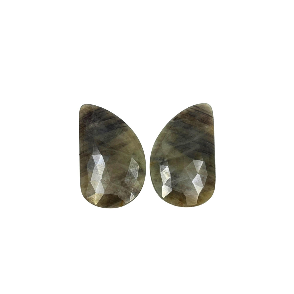 Untreated Sapphire Gemstone Slices: Rose Cut, Natural Pair for Jewelry