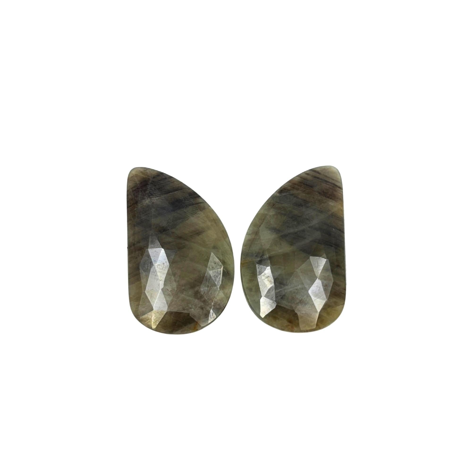 Untreated Sapphire Gemstone Slices: Rose Cut, Natural Pair for Jewelry