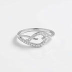 Sterling Silver CZ Knot Ring, Twisted Heart Bypass Band, Dainty Stacker Promise Ring